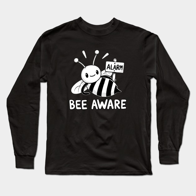 Be aware Bee with Alarm sign Long Sleeve T-Shirt by DoodleDashDesigns